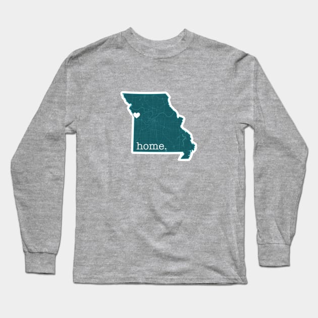 Kansas City Home Map Art Long Sleeve T-Shirt by sentinelsupplyco